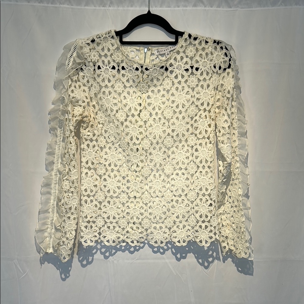 Endless Rose Cream Embellished Ruffled Blouse